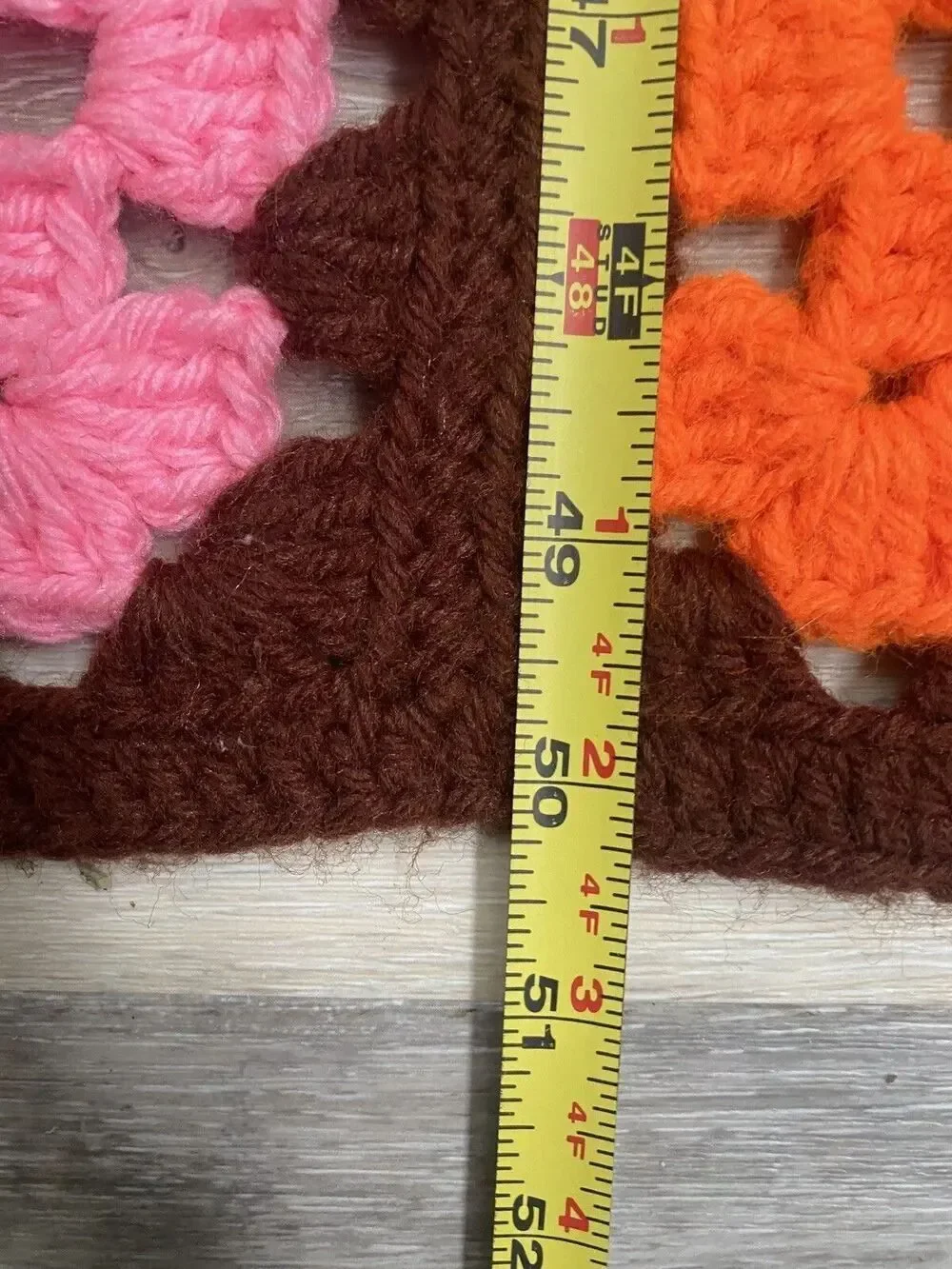 Handmade Crochet Granny Square Afghan Throw Blanket Brown Multicolor grannycore